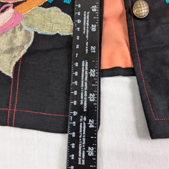 Indigo Moon Embellished Black Jacket Vibrant Floral & Abstract Designs Medium - Picture 10 of 15
